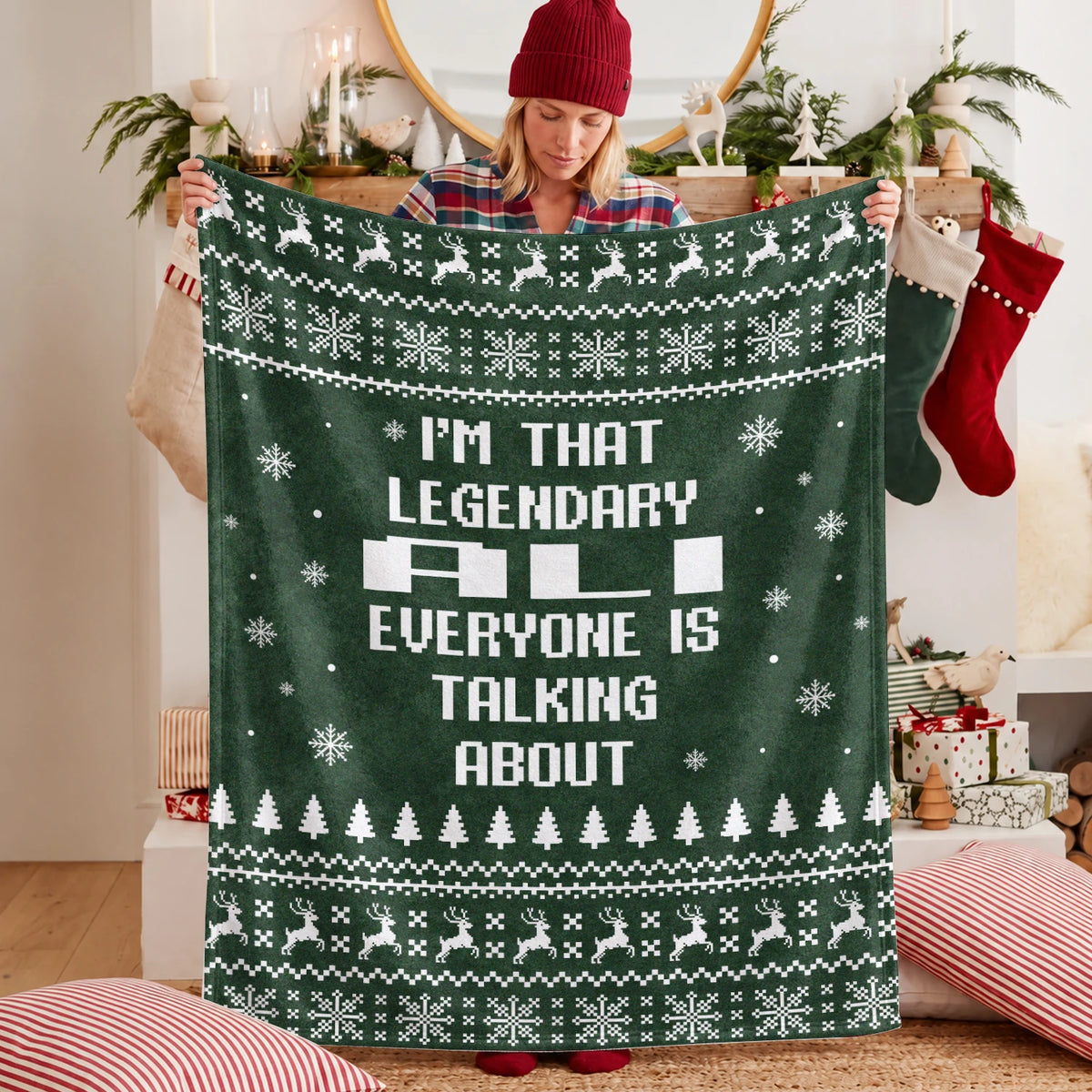 Legendary Your Name Funny Green Christmas Fleece Blanket ALI 13K1 BK43
