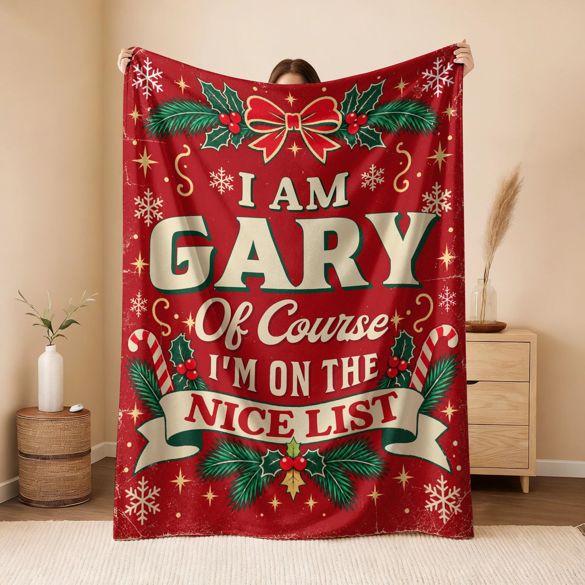 I'm Name Of Course I'm On The Nice List Christmas Fleece Blanket GARY 13K1 BK56