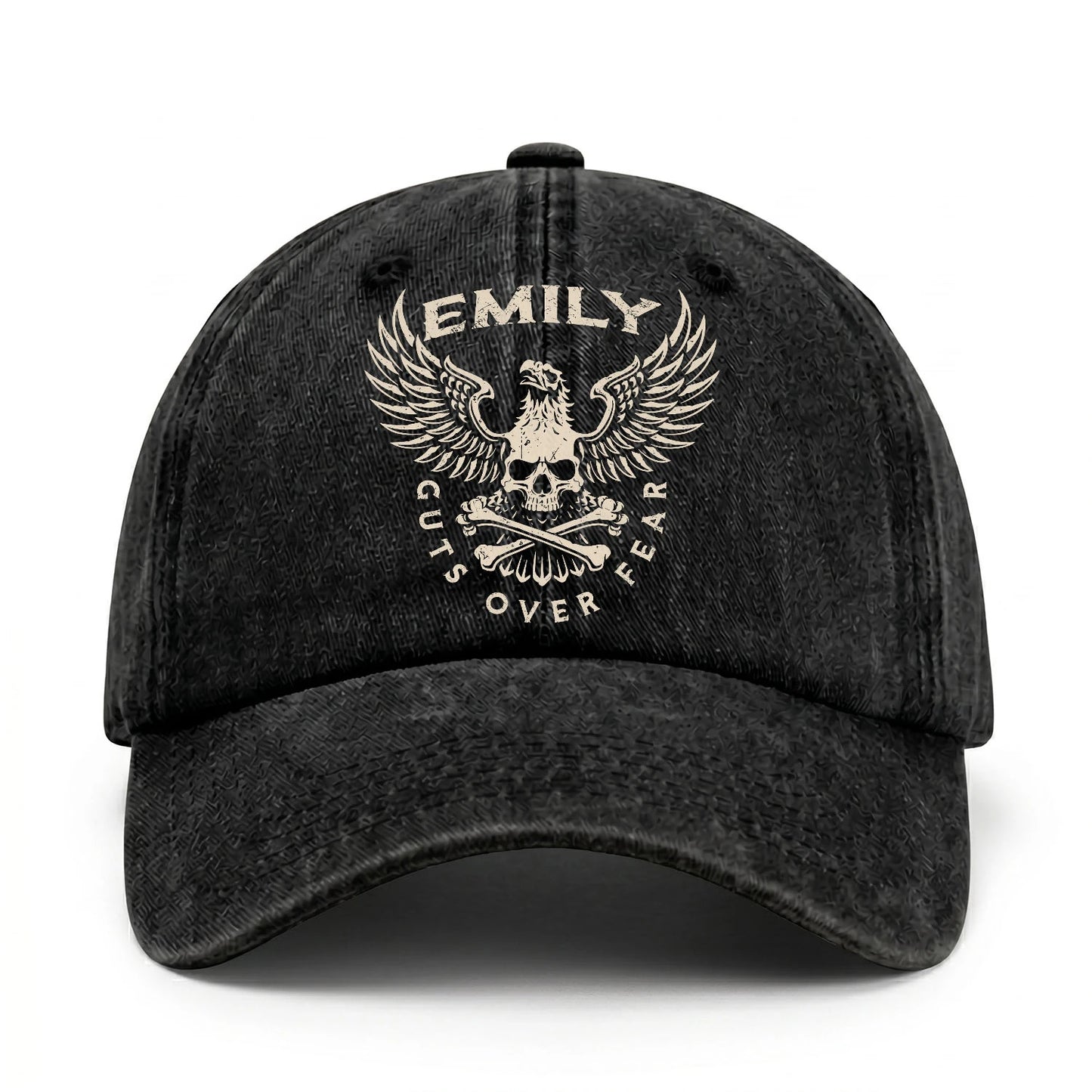 Your Name Guts Over Fear With Eagle And Skull Washed Cap EMILY 13K1 C75PF