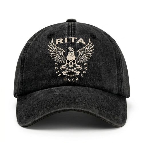 Your Name Guts Over Fear With Eagle And Skull Washed Cap RITA 13K1 C75PF