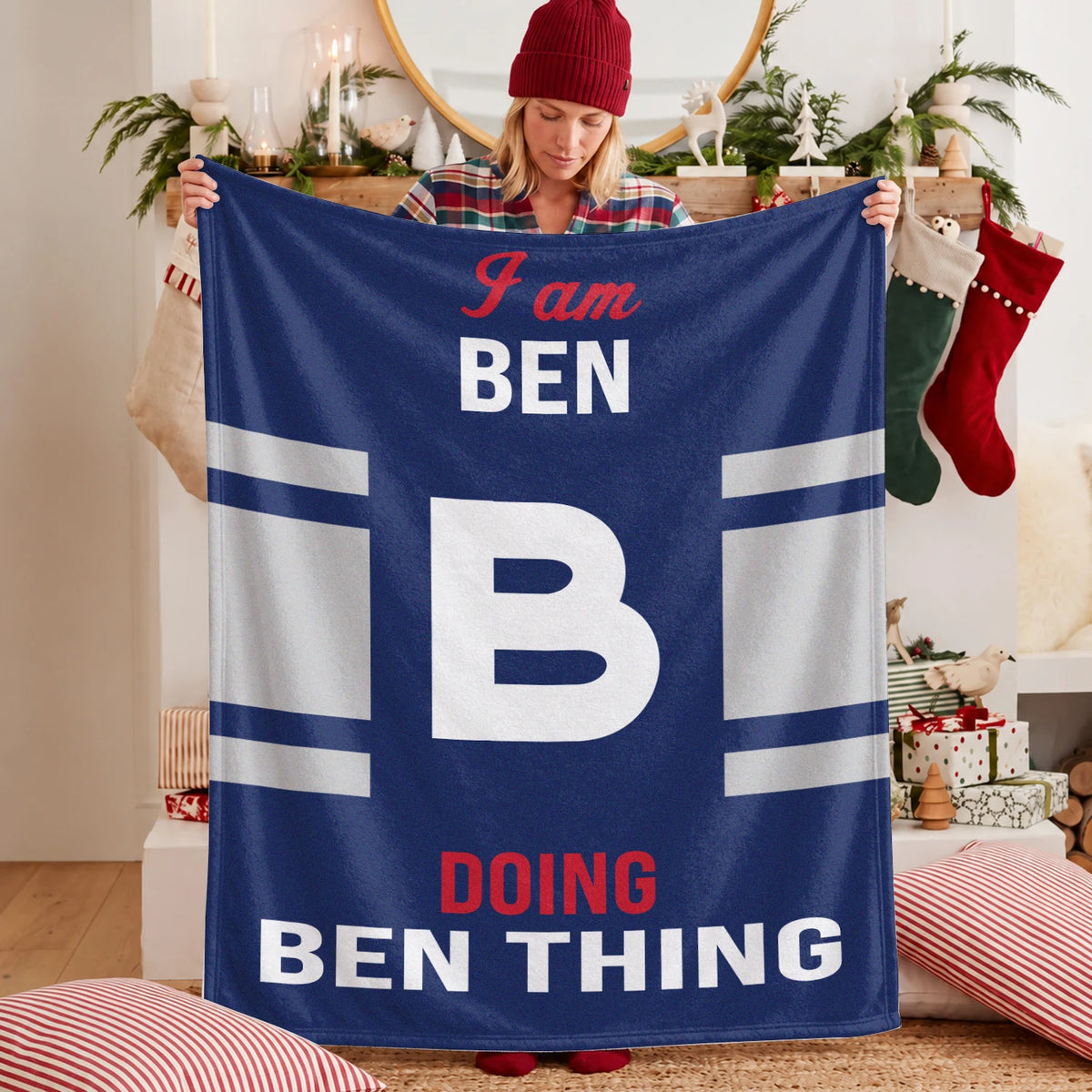 I'm Name Doing Name Things Navy Fleece Blanket BEN 13K1 BK51