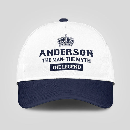 The Man The Myth The Legend King Crown Blue And White Cap ANDERSON 13K1 C147PF