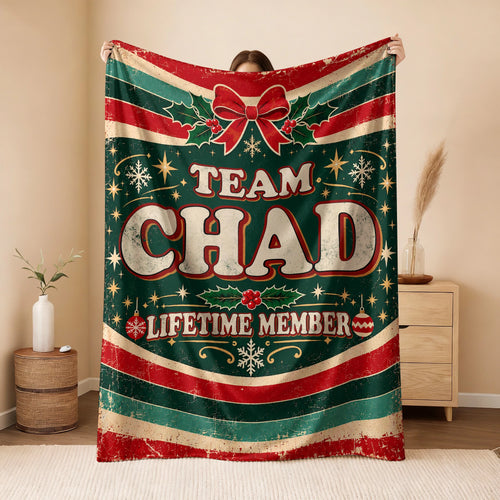 Team Your Name Lifetime Member Christmas Fleece Blanket CHAD 13K1 BK52
