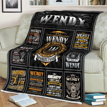 WENDY Personalized Blanket | Custom Name Cozy Throw Gift 13K1-BK2