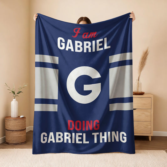 I'm Name Doing Name Things Navy Fleece Blanket GABRIEL 13K1 BK51