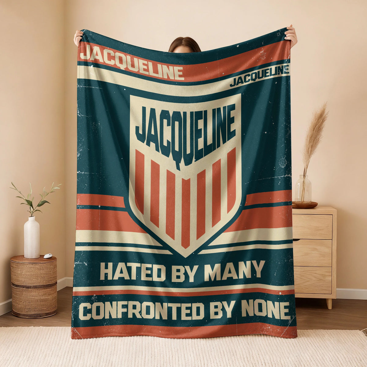 Hated By Many Confronted By None Retro Fleece Blanket JACQUELINE 13K1 BK58