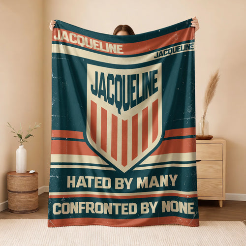 Hated By Many Confronted By None Retro Fleece Blanket JACQUELINE 13K1 BK58
