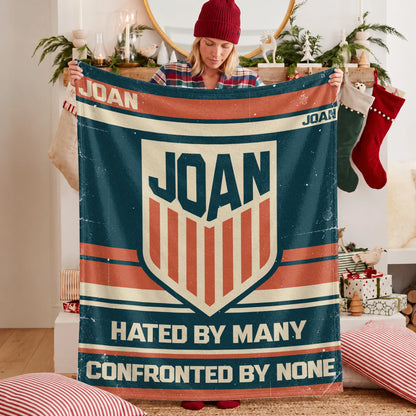 Hated By Many Confronted By None Retro Fleece Blanket JOAN 13K1 BK58