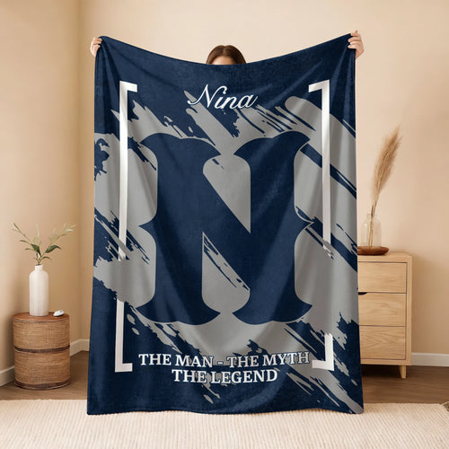 The Man The Myth The Legend Navy Baseball Fleece Blanket NINA 13K1 BK17