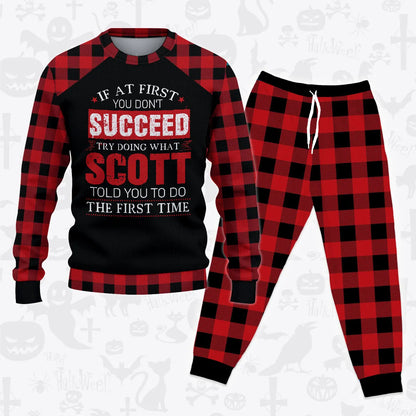 SCOTT Buffalo Plaid Pajamas Set Sweater & Pants 13K1-EV2