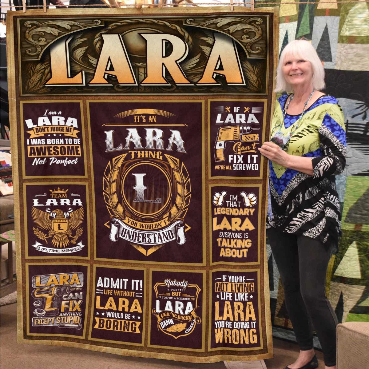 LARA Personalized Blanket | Custom Name Cozy Throw Gift 13K1-BK4