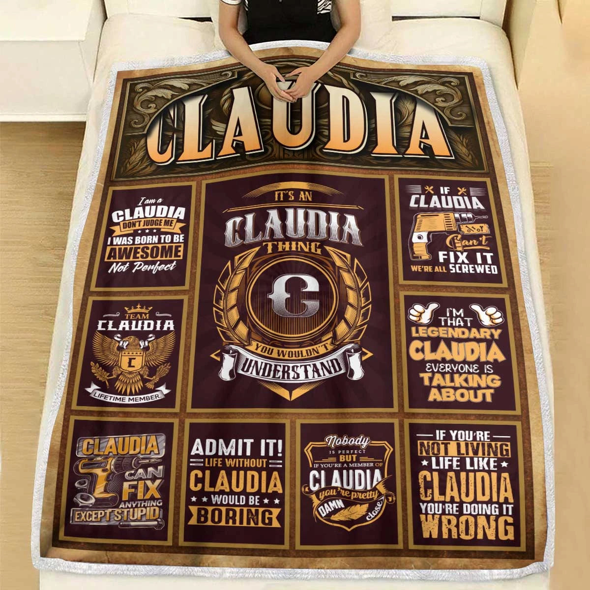 CLAUDIA Personalized Blanket | Custom Name Cozy Throw Gift 13K1-BK4