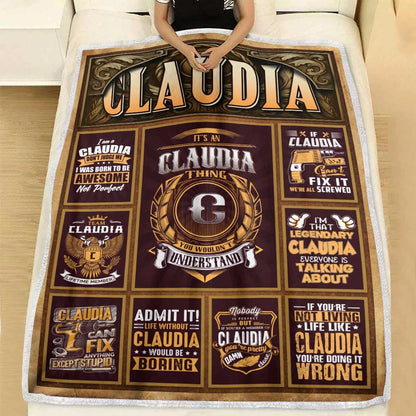 CLAUDIA Personalized Blanket | Custom Name Cozy Throw Gift 13K1-BK4