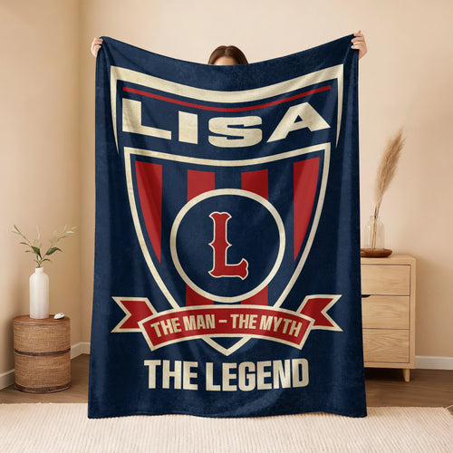 The Man The Myth The Legend Blue Burgundy Baseball Blanket LISA 13K1 BK18