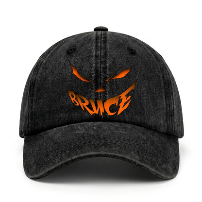 Stay Hungry Pumpkin Chasing Ghosts Funny Washed Cap BRUCE 13K1 C101PF