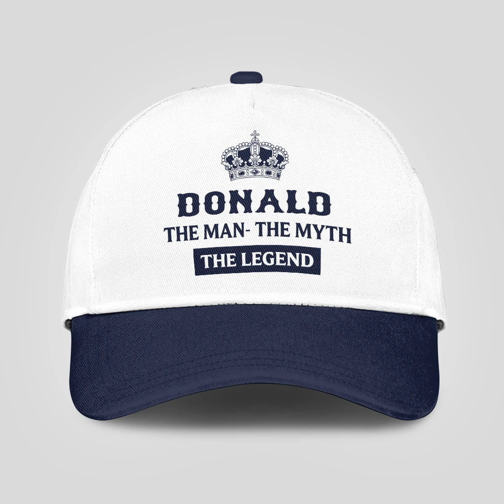 The Man The Myth The Legend King Crown Blue And White Cap DONALD 13K1 C147PF