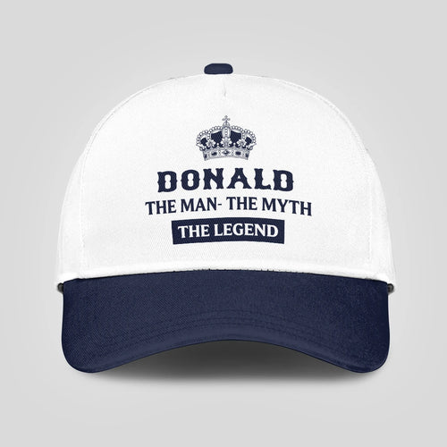 The Man The Myth The Legend King Crown Blue And White Cap DONALD 13K1 C147PF