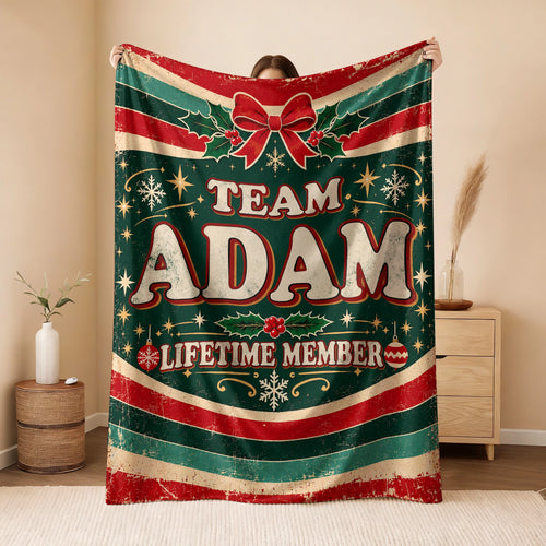 Team Your Name Lifetime Member Christmas Fleece Blanket ADAM 13K1 BK52