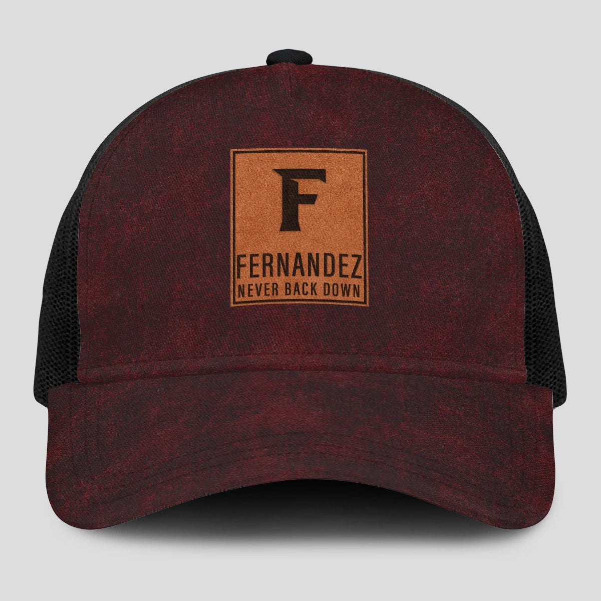 Never Back Down Burgundy And Black Mesh Cap FERNANDEZ 13K1 C208PF