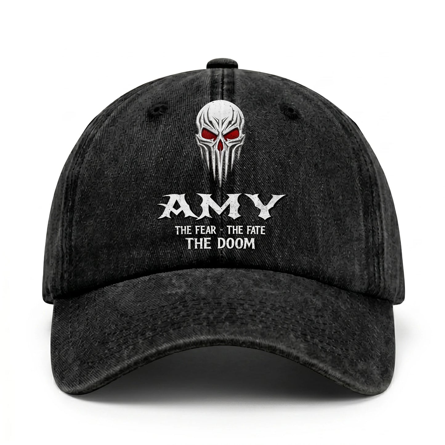 Your Name The Fear The Fate The Doom Skull Washed Cap AMY 13K1 C98PF