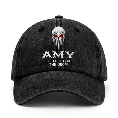 Your Name The Fear The Fate The Doom Skull Washed Cap AMY 13K1 C98PF