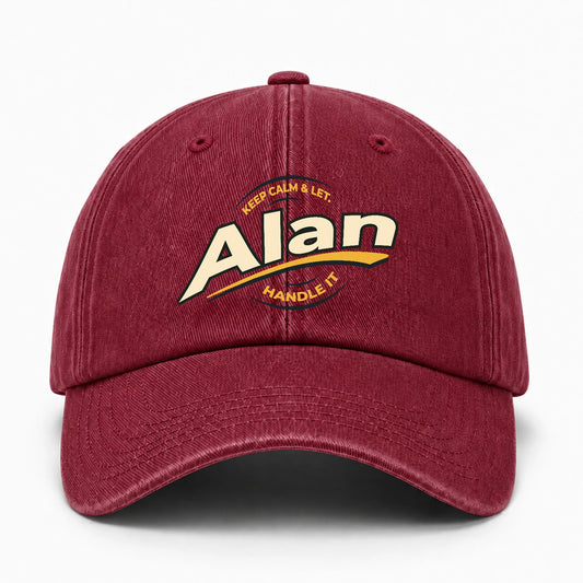 Keep Calm & Let Your Name Handle It Burgundy Washed Cap ALAN 13K1 C105PF
