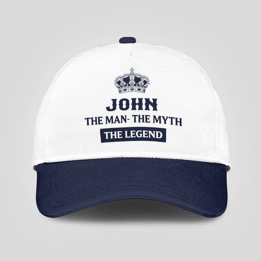 The Man The Myth The Legend King Crown Blue And White Cap JOHN 13K1 C147PF