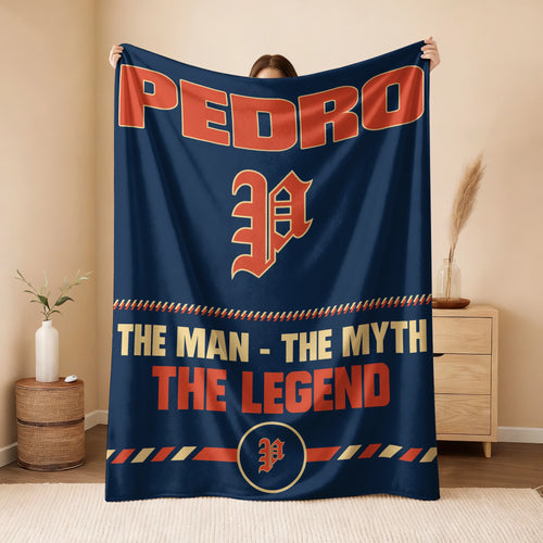 The Man The Myth The Legend Retro Fleece Blanket PEDRO 13K1 BK53