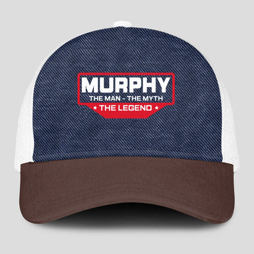 The Man The Myth The Legend Navy Brown And White Mesh Cap MURPHY 13K1 C200PF