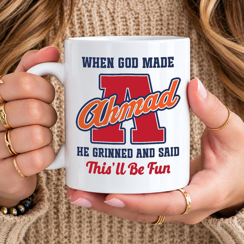 When God Made Your Name Personalized Baseball Mug AHMAD 13K1 MG07