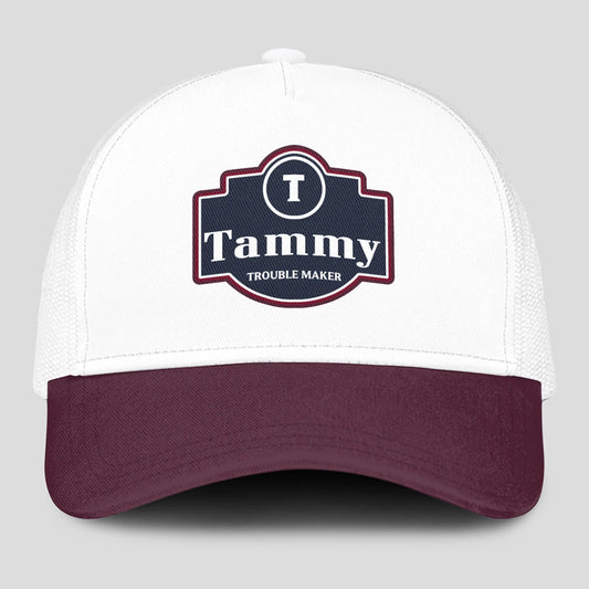 Trouble Maker Burgundy And White Funny Mesh Cap TAMMY 13K1 C201PF