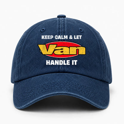 Keep Calm & Let Your Name Handle It Yellow And Red Logo Washed Cap VAN 13K1 C172PF