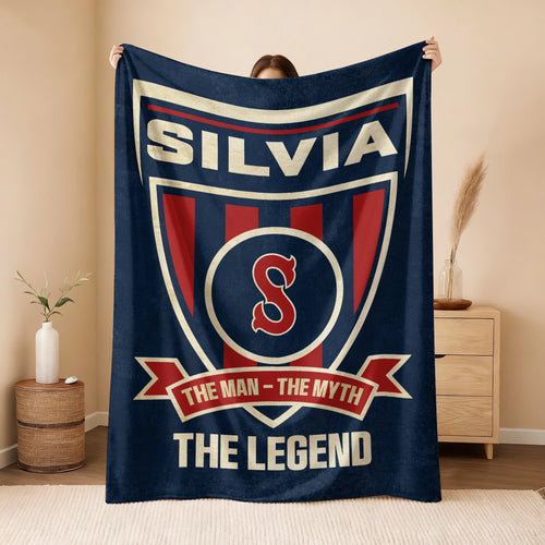 The Man The Myth The Legend Blue Burgundy Baseball Blanket SILVIA 13K1 BK18