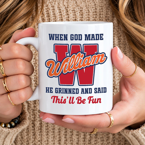 When God Made Your Name Personalized Baseball Mug WILLIAM 13K1 MG07