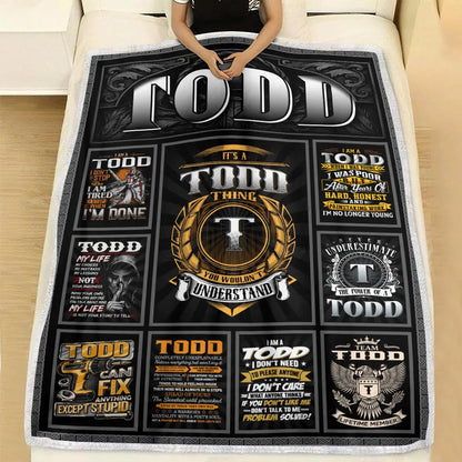 TODD Personalized Blanket | Custom Name Cozy Throw Gift 13K1-BK2