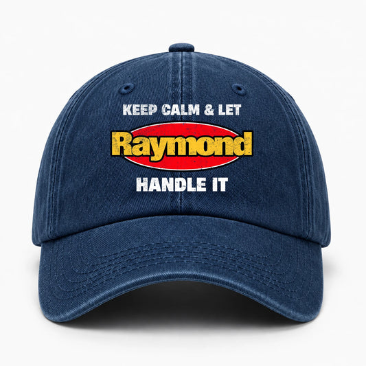 Keep Calm & Let Your Name Handle It Yellow And Red Logo Washed Cap RAYMOND 13K1 C172PF