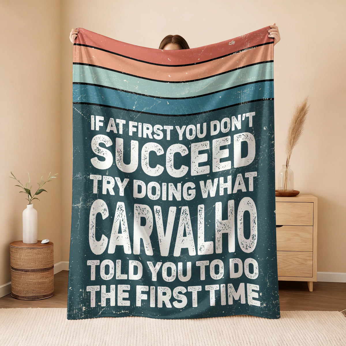 If At First You Don’t Succeed Retro Green Fleece Blanket CARVALHO 13K1 BK29