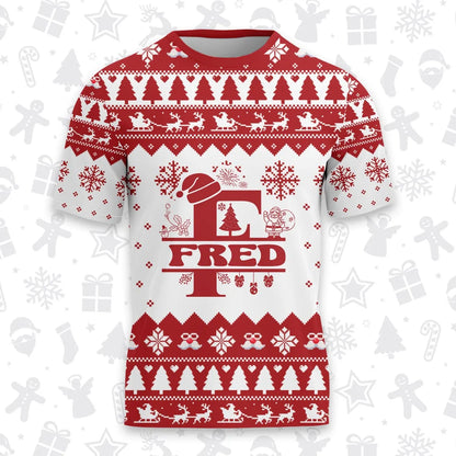 FRED Personalized Christmas T-Shirt Pajama Set - Holiday Gift Outfit 13K1-CR2