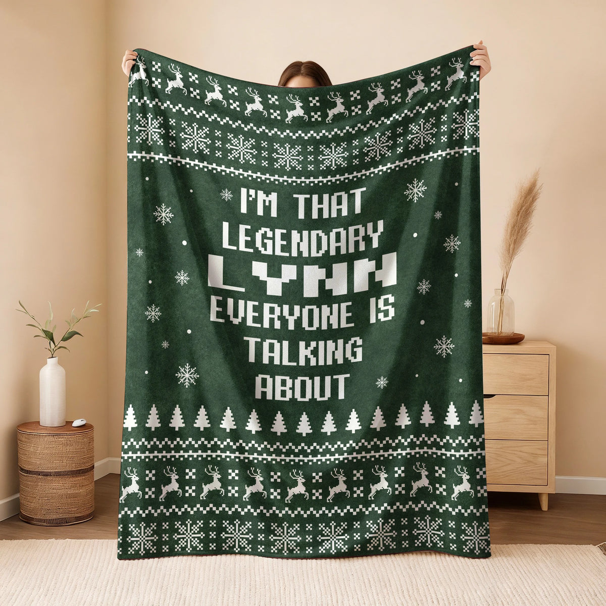 Legendary Your Name Funny Green Christmas Fleece Blanket LYNN 13K1 BK43