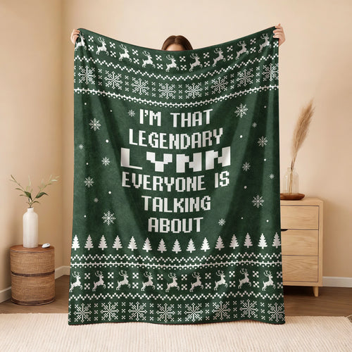 Legendary Your Name Funny Green Christmas Fleece Blanket LYNN 13K1 BK43