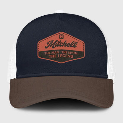 The Man The Myth The Legend Navy And Brown Mesh Cap MITCHELL 13K1 C188PF