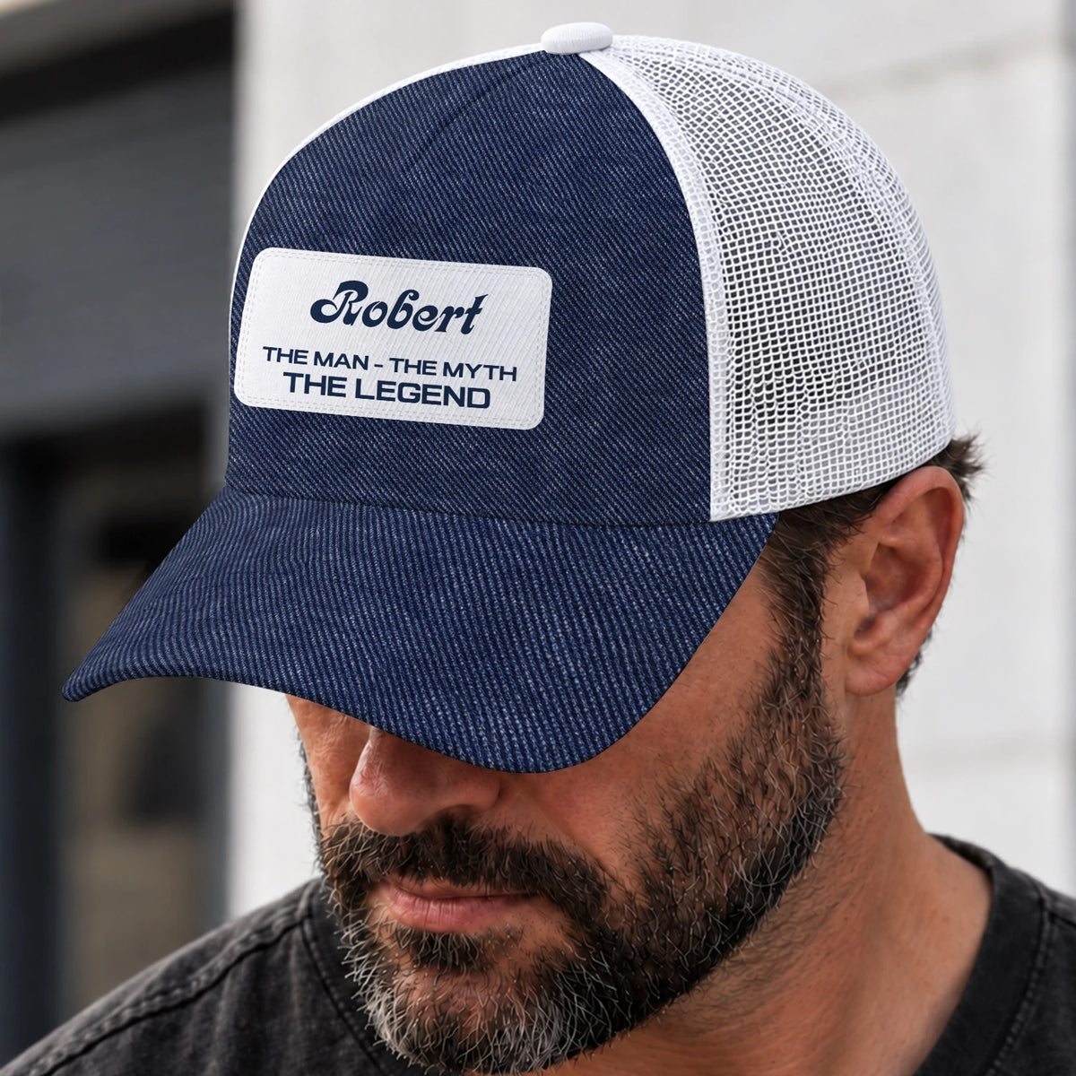 The Man The Myth The Legend Blue Denim Mesh Cap ROBERT 13K1 C194PF