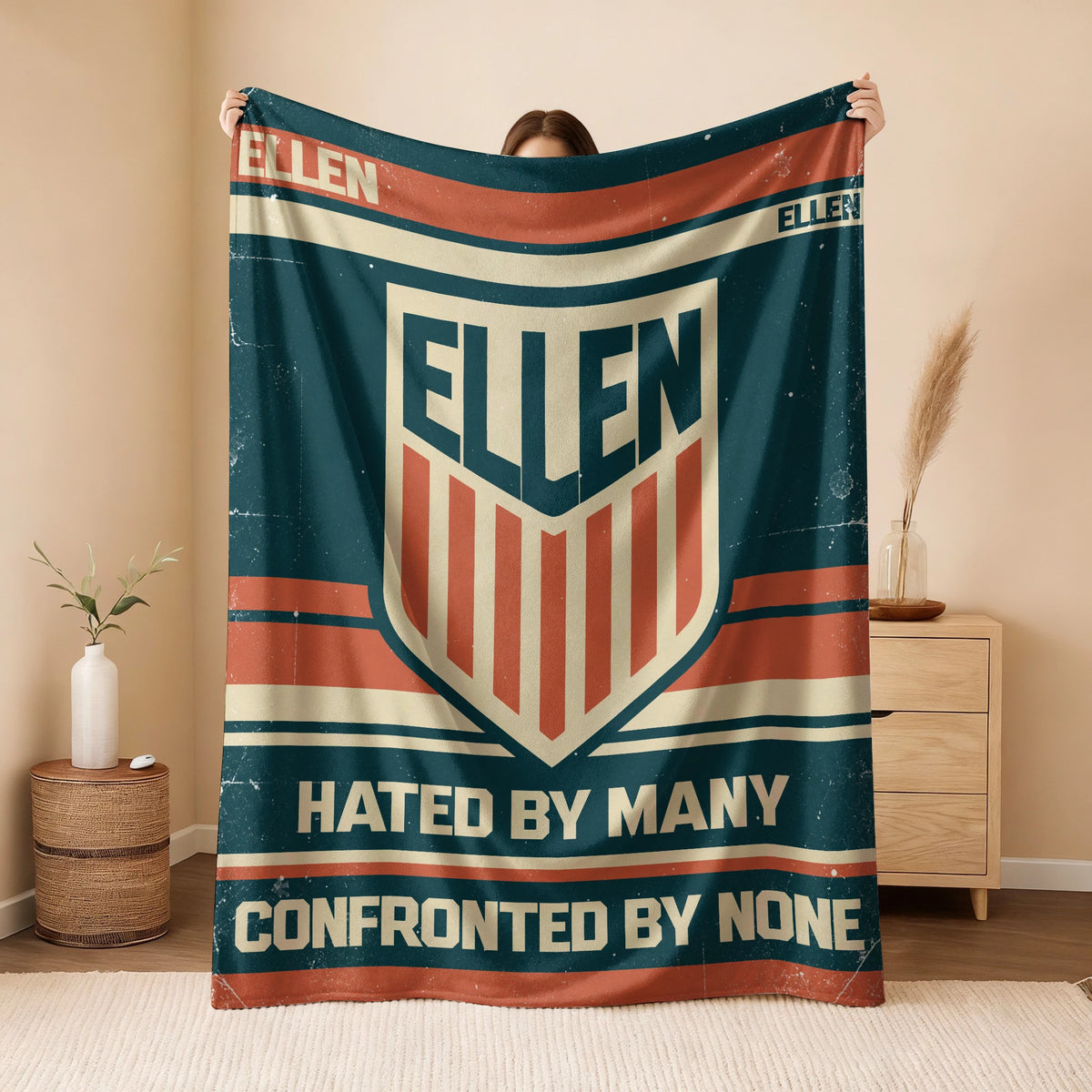 Hated By Many Confronted By None Retro Fleece Blanket ELLEN 13K1 BK58