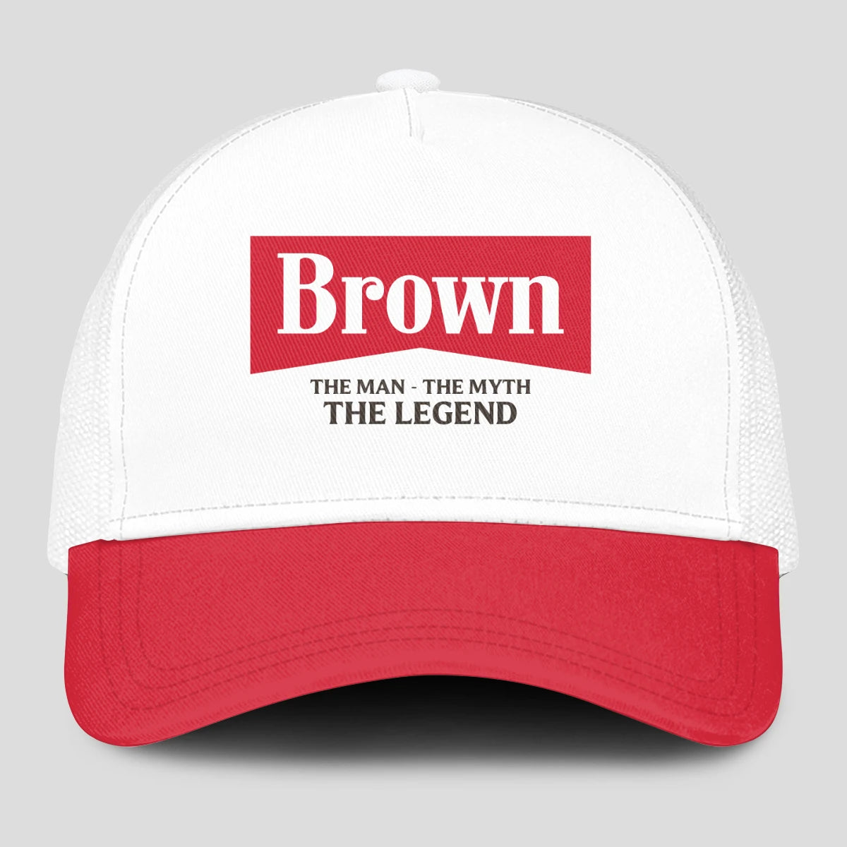 The Man The Myth The Legend Red And White Mesh Cap BROWN 13K1 C197PF