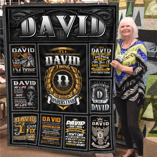 DAVID Personalized Blanket | Custom Name Cozy Throw Gift 13K1-BK2