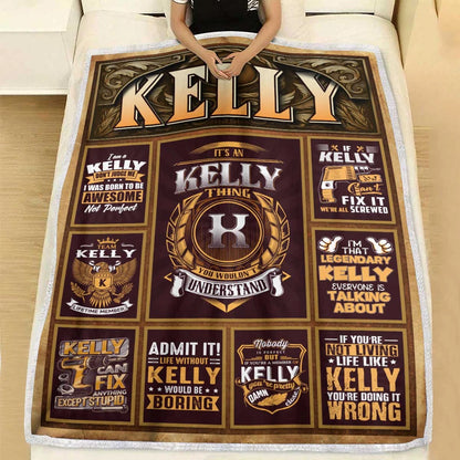 KELLY Personalized Blanket | Custom Name Cozy Throw Gift 13K1-BK4