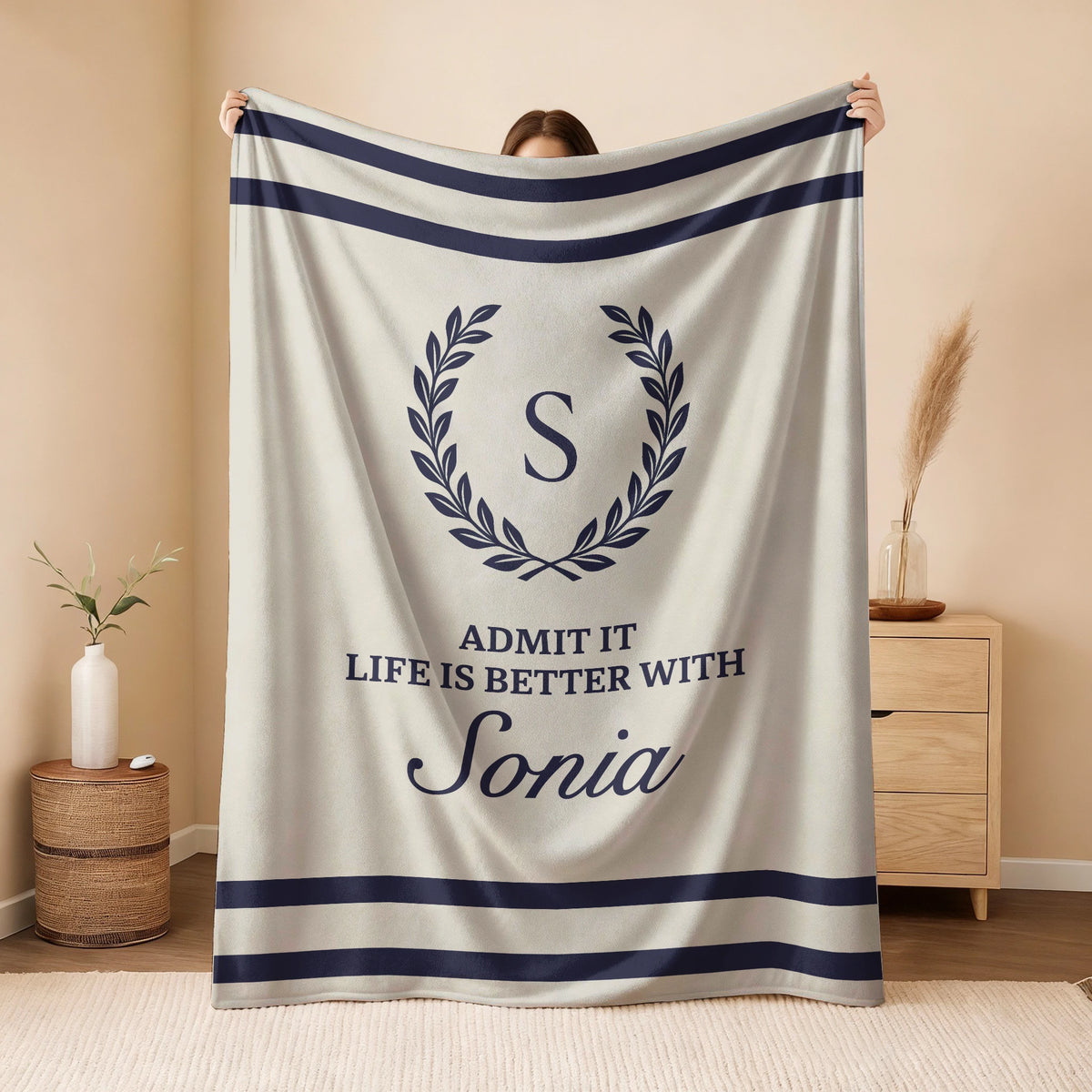 Admit It Life Is Better With Your Name Vintage Fleece Blanket SONIA 13K1 BK40