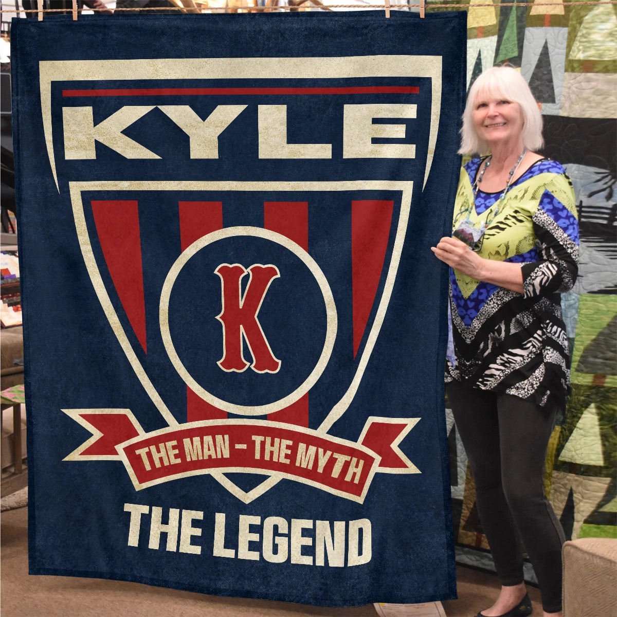The Man The Myth The Legend Blue Burgundy Baseball Blanket KYLE 13K1 BK18