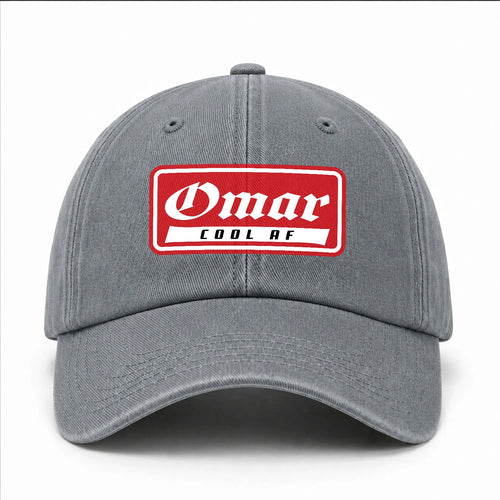 Your Name Cool Af Red Logo Funny Washed Cap OMAR 13K1 C79PF
