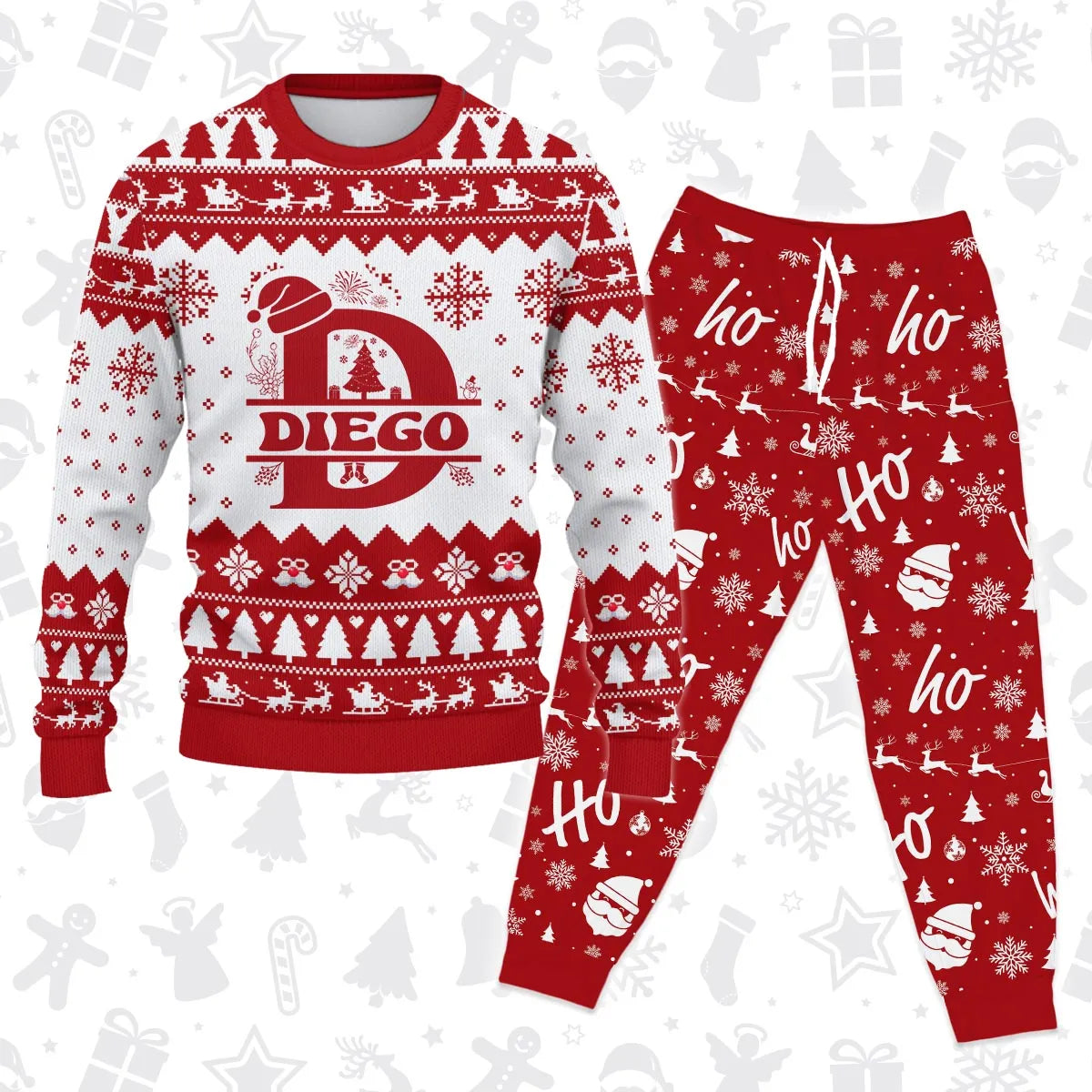 DIEGO Personalized Christmas Pajama Set - Holiday Gift Outfit 13K1-CR2